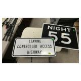 NIGHT 55 + LEAVING HIGHWAY METAL SIGNS