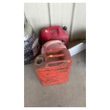 METAL JERRY CAN AND 2 5 GALLON FUEL CANS