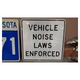 VEHICLE NOISE LAW  METAL SIGN