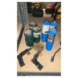 2 PROPANE TORCHES AND 6 BOTTLES