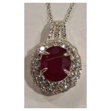 925 RUBY COLOR & CZ NECKLACE