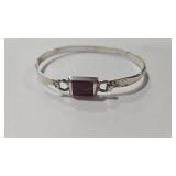 925 CLASP BRACELET W/ CARNELIAN COLOR STONE