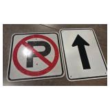 'NO PARKING' & DIRECTIONAL ARROW METAL SIGNS