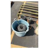3 ROLLS OF BARBED WIRE AND FENCE STRETCHER