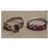 2 - 925 CZ & PINK TOURMALINE COLOR RINGS