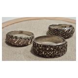 3 - 925 CZ & MARCASITE BAND RINGS