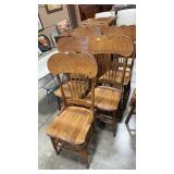 5 - TIGER OAK VTG PRESS BACK KITCHEN CHAIR S
