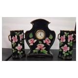 3 PC  VTG MANTLE CLOCK & VASES