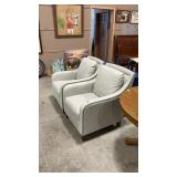 2 - UPHOLSTERED NAIL HEAD ACCENT CHAIRS