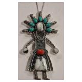 925 CHAIN &  SOUTHWESTERN KACHINA STYLE PENDANT