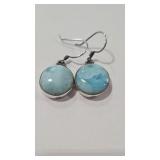 925 LARIMAR COLOR FRENCH WIRE EARRINGS