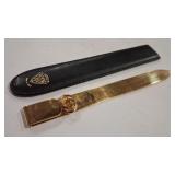 GUCCI LETTER OPENER 1970'S GF W/BLACK LEATHER CASE