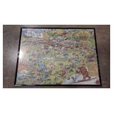 MISSOULA MT FUN MAP FRAMED LESLIE DANKE