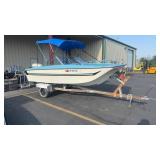 15ï¿½ FIBERGLASS BOAT W/ JOHNSON SUPER 88 HP MOTOR