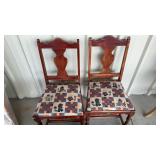 2 WOOD CHAIRS W/ PADDED SEAT