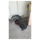 ASSORTED METAL PLANT HANGERS AND YARD DECOR