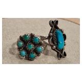 2 - 925 VTG TURQUOISE STYLE RINGS