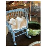 GREEN HARVEST BASKET & DOLL ROCKER