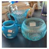 3 PC OF BLUE GLASS