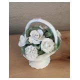 AYNSLEY HAND PAINTED CHINA BOUQUET BASKET, SMALL