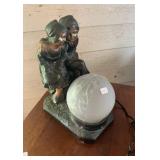 VINTAGE DUTCH GIRL & BOY GLOBE LAMP
