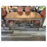 FANCY WALNUT DINING SET-TABLE, 8 CHAIRS & 4 LEAFS
