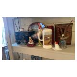 GROUP W/ BEER STEIN, CERAMIC STOVE, VASES, EAGLE,