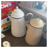 2 ENAMEL COFFEE POTS