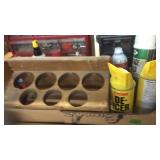 WOOD ORGANIZER TABLE TOP SHELF, SHOP OILS &