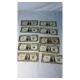 10 ONE DOLLAR SILVER CERTIFICATES
