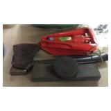 RED FOLDING SHOVEL, HATCHET & SHARPENING STONE