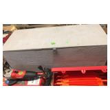 WOOD CARPENTER'S BOX W/ TRAY & MISC TOOLS
