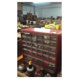 RED HARDWARE ORGANIZER W/ CONTENTS