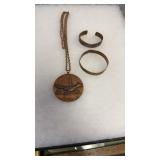 COPPER BRACELETS, NECKLACE W/ ROADRUNNER