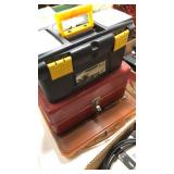 SMALL TACKLE BOX & RED METAL TACKLE BOX & TACKLE