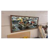 OAK FRAMED MIRROR, 50'X22.5'
