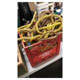 RED CRATE W/ ROPE & TIRE CHAINS