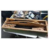 WOOD SAW BOX W/ 12 SAWS