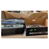 2 AM/FM RADIOS & BX W/ C CLAMPS, THERMOMETER
