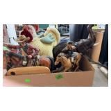 BOX OF FIGURINES, CHICKEN, ELEPHANT