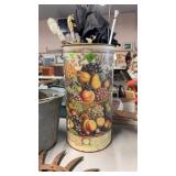 METAL CAN W/ GROUP OF UMBRELLAS