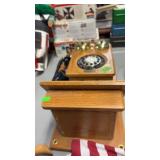 OAK CASED ROTARY WALL TELEPHONE