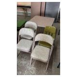 FOLDING CARD TABLE, 3 FOLDING CHAIRS & GREEN