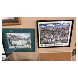 3 FRAMED PIECES OF ART, LAKE SCENE, SUMMER IN MT