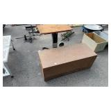CUSTOM BUILT WOOD BOX & STAND ON ROLLERS