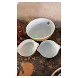 PYREX BOWL & 2 PYREX SERVING DISHES