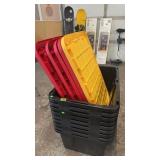 9 STORAGE TOTES W/ 7 LIDS