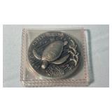 1 oz STERLING SILVER WILDLIFE COIN, GREEN TURTLE