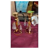 SWEDEN 24KT GOLD PLATED & CRYSTAL CANDLESTICKS