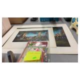 BAG OF VINTAGE EPHERMA & 2 ROY GROSSMAN PRINTS